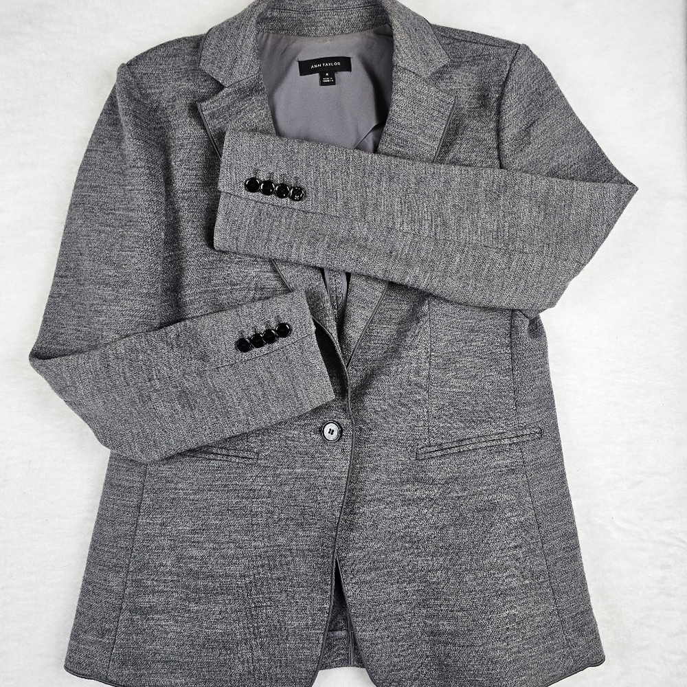 Ann Taylor Wool Blend Heather Grey Size 10 Blazer Sports Coat‎ Layer Office Work